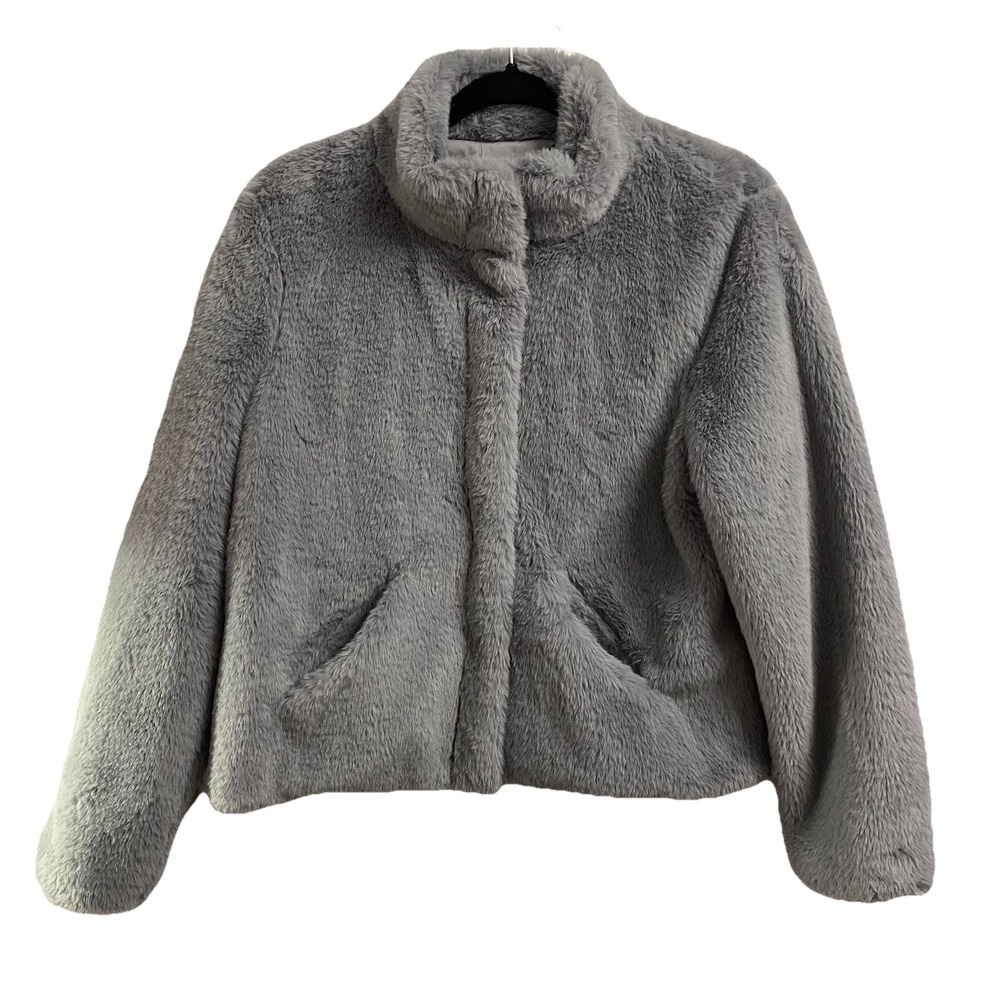 Maralyn&Me Women's Silver gray Reversible Faux-Fur Dress Coat, US Sz.M NWT